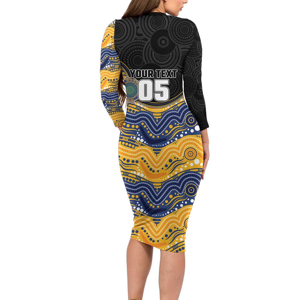 Custom Eels Family Matching Long Sleeve Bodycon Dress and Hawaiian Shirt Eel Mascot With Aboriginal Indigenous