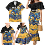 Custom Eels Family Matching Mermaid Dress and Hawaiian Shirt Eel Mascot With Aboriginal Indigenous