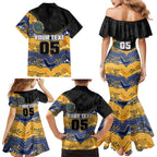 Custom Eels Family Matching Mermaid Dress and Hawaiian Shirt Eel Mascot With Aboriginal Indigenous
