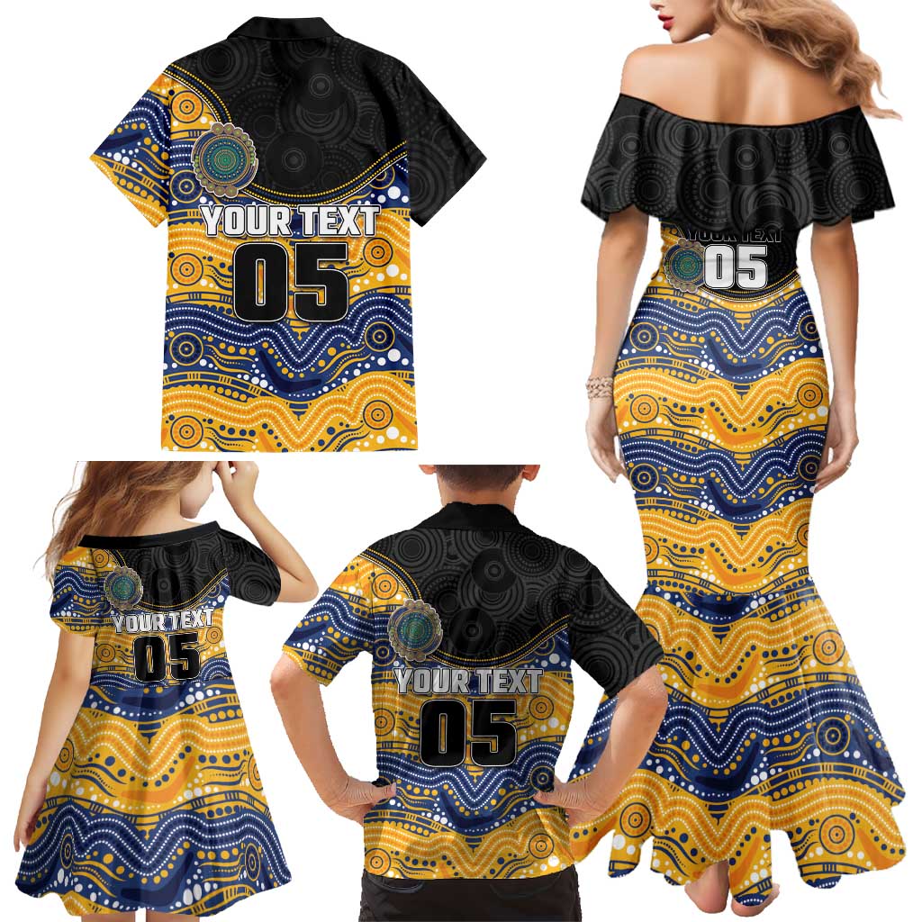 Custom Eels Family Matching Mermaid Dress and Hawaiian Shirt Eel Mascot With Aboriginal Indigenous