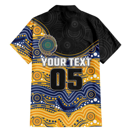 Custom Eels Family Matching Off The Shoulder Long Sleeve Dress and Hawaiian Shirt Eel Mascot With Aboriginal Indigenous