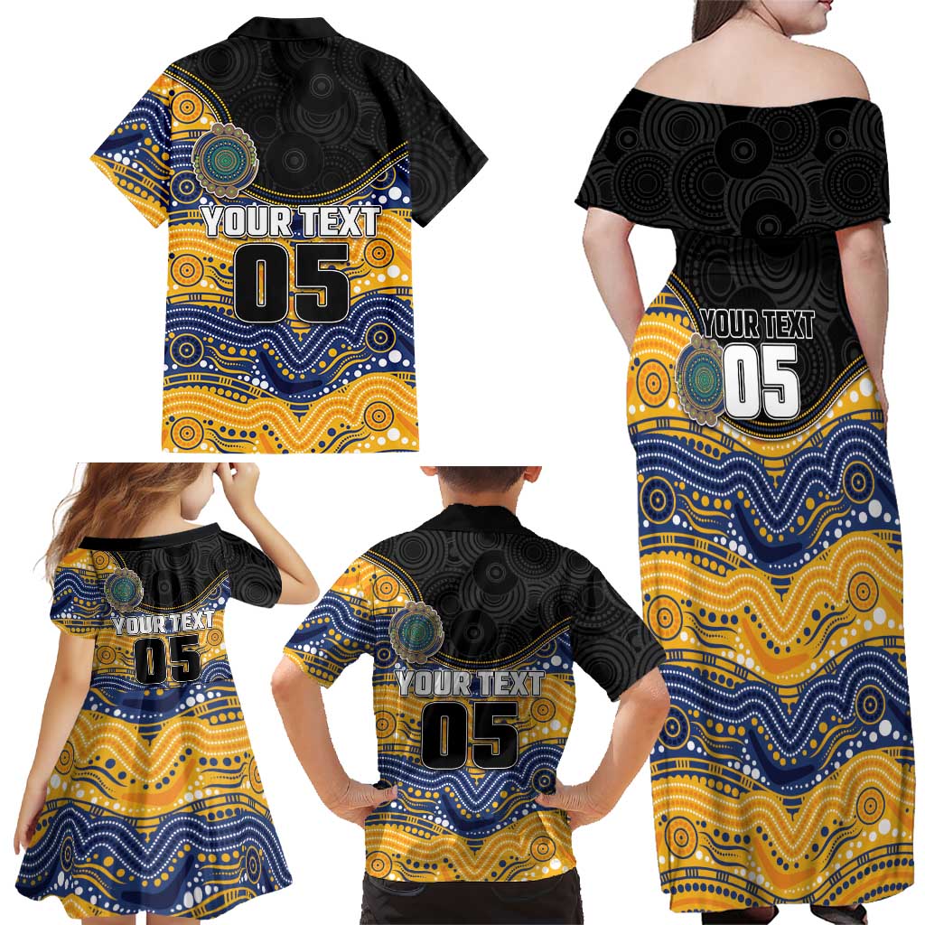 Custom Eels Family Matching Off Shoulder Maxi Dress and Hawaiian Shirt Eel Mascot With Aboriginal Indigenous