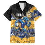 Custom Eels Family Matching Off Shoulder Maxi Dress and Hawaiian Shirt Eel Mascot With Aboriginal Indigenous