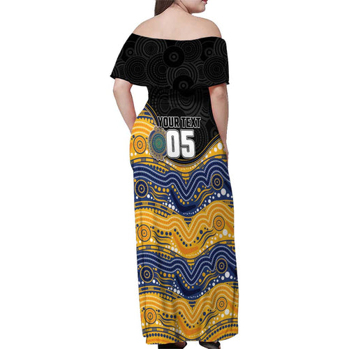 Custom Eels Family Matching Off Shoulder Maxi Dress and Hawaiian Shirt Eel Mascot With Aboriginal Indigenous