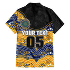 Custom Eels Family Matching Off Shoulder Short Dress and Hawaiian Shirt Eel Mascot With Aboriginal Indigenous