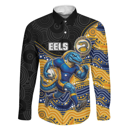 Custom Eels Family Matching Off Shoulder Short Dress and Hawaiian Shirt Eel Mascot With Aboriginal Indigenous