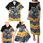 Custom Eels Family Matching Puletasi and Hawaiian Shirt Eel Mascot With Aboriginal Indigenous
