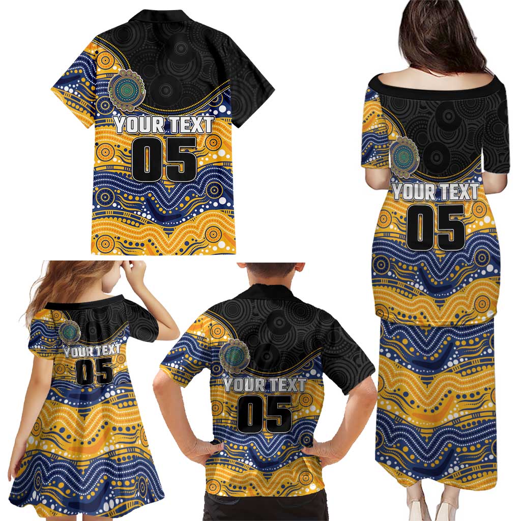 Custom Eels Family Matching Puletasi and Hawaiian Shirt Eel Mascot With Aboriginal Indigenous