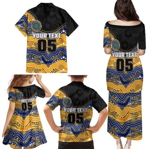 Custom Eels Family Matching Puletasi and Hawaiian Shirt Eel Mascot With Aboriginal Indigenous