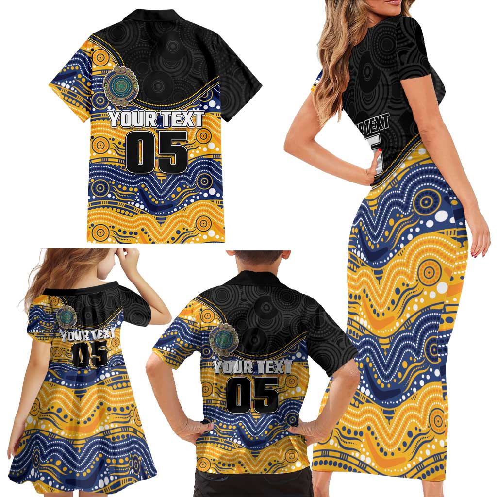 Custom Eels Family Matching Short Sleeve Bodycon Dress and Hawaiian Shirt Eel Mascot With Aboriginal Indigenous