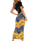 Custom Eels Family Matching Short Sleeve Bodycon Dress and Hawaiian Shirt Eel Mascot With Aboriginal Indigenous
