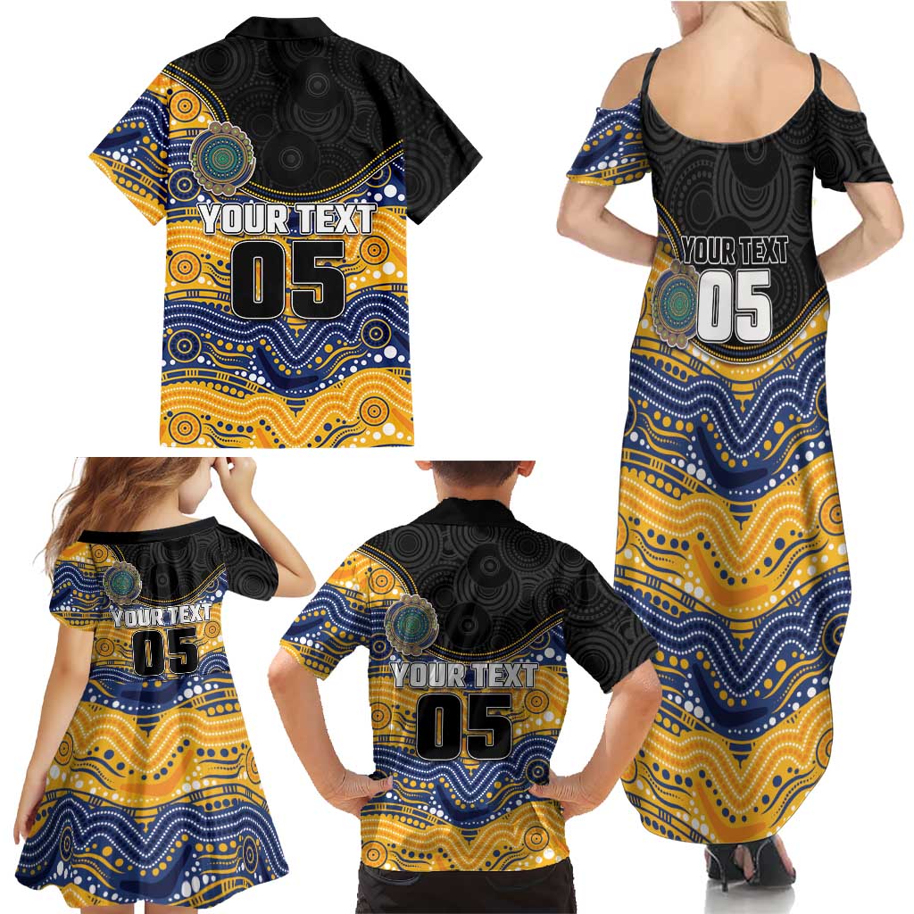 Custom Eels Family Matching Summer Maxi Dress and Hawaiian Shirt Eel Mascot With Aboriginal Indigenous