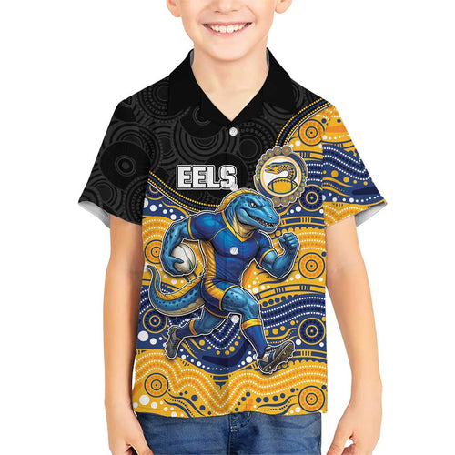 Custom Eels Family Matching Summer Maxi Dress and Hawaiian Shirt Eel Mascot With Aboriginal Indigenous