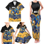 Custom Eels Family Matching Tank Maxi Dress and Hawaiian Shirt Eel Mascot With Aboriginal Indigenous