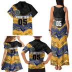 Custom Eels Family Matching Tank Maxi Dress and Hawaiian Shirt Eel Mascot With Aboriginal Indigenous