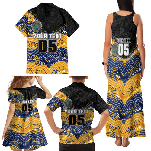 Custom Eels Family Matching Tank Maxi Dress and Hawaiian Shirt Eel Mascot With Aboriginal Indigenous