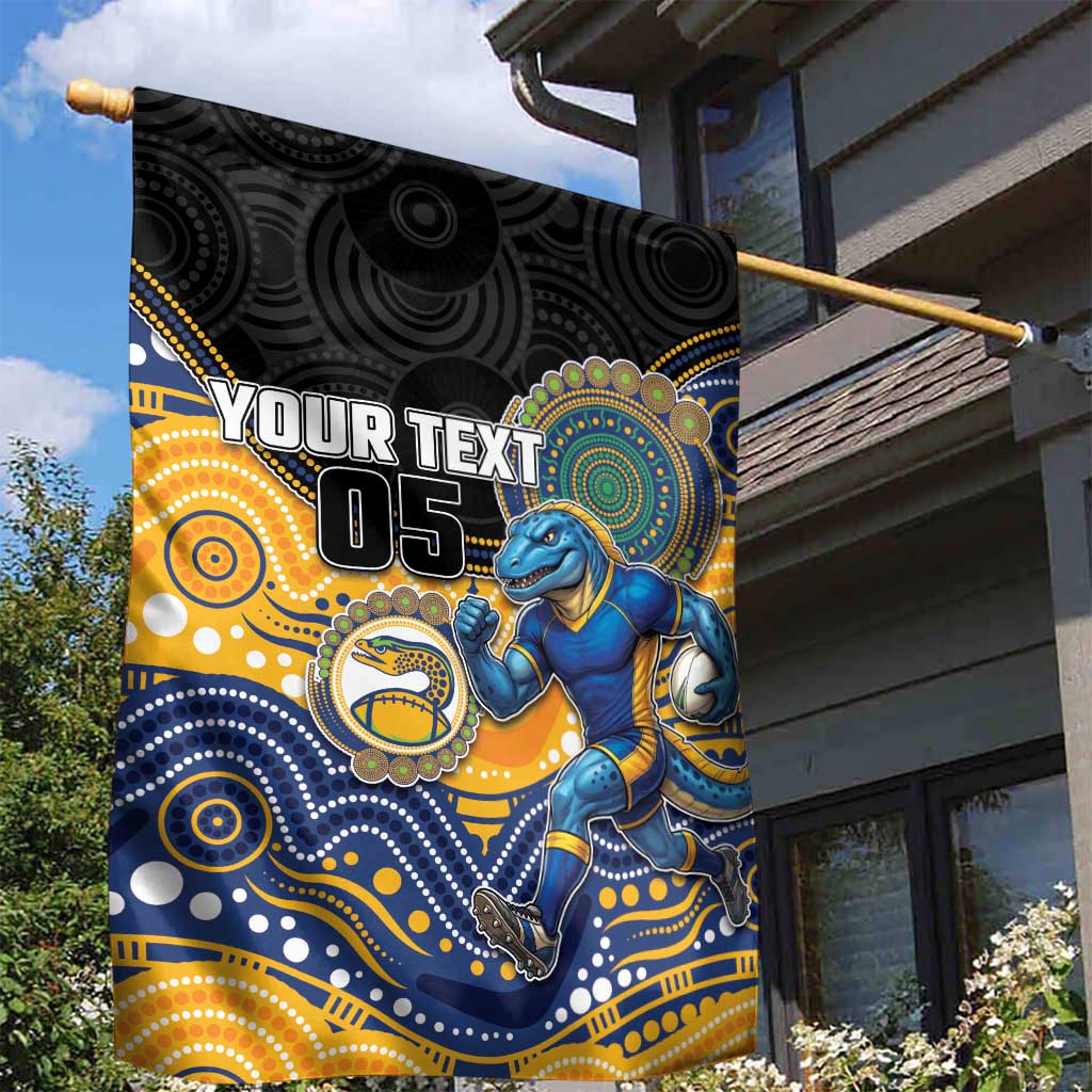 Custom Eels Garden Flag Eel Mascot With Aboriginal Indigenous