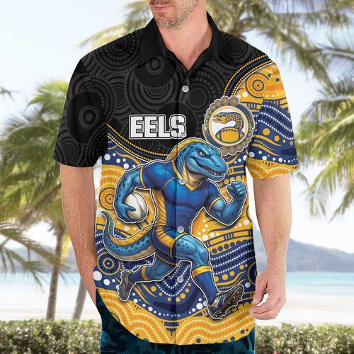 Custom Eels Hawaiian Shirt Eel Mascot With Aboriginal Indigenous