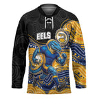 Custom Eels Hockey Jersey Eel Mascot With Aboriginal Indigenous
