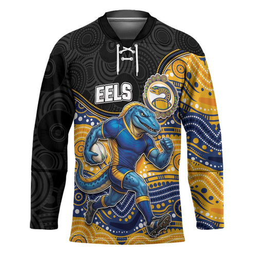 Custom Eels Hockey Jersey Eel Mascot With Aboriginal Indigenous