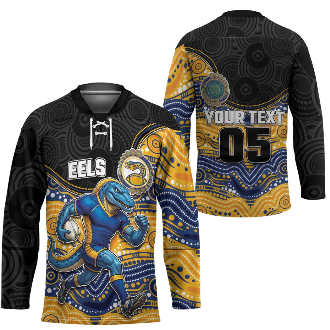 Custom Eels Hockey Jersey Eel Mascot With Aboriginal Indigenous