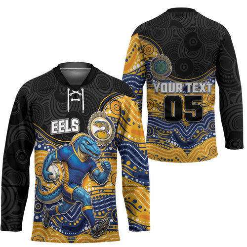 Custom Eels Hockey Jersey Eel Mascot With Aboriginal Indigenous
