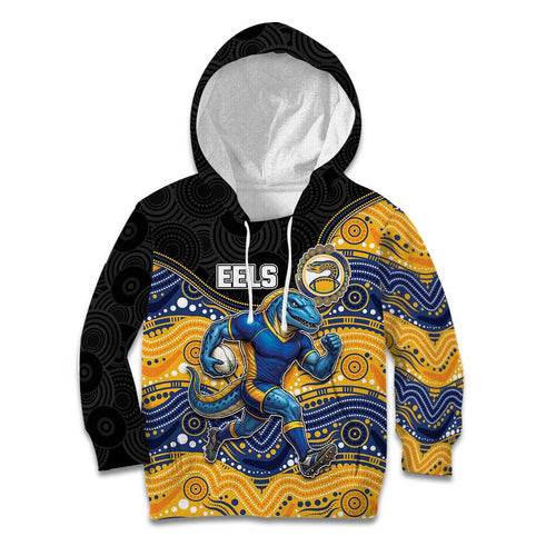 Custom Eels Kid Hoodie Eel Mascot With Aboriginal Indigenous