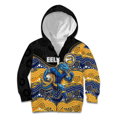 Custom Eels Kid Hoodie Eel Mascot With Aboriginal Indigenous