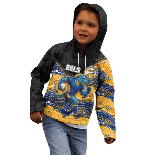 Custom Eels Kid Hoodie Eel Mascot With Aboriginal Indigenous