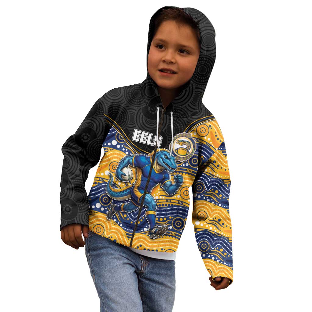 Custom Eels Kid Hoodie Eel Mascot With Aboriginal Indigenous