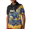 Custom Eels Kid Polo Shirt Eel Mascot With Aboriginal Indigenous
