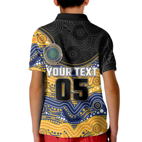 Custom Eels Kid Polo Shirt Eel Mascot With Aboriginal Indigenous