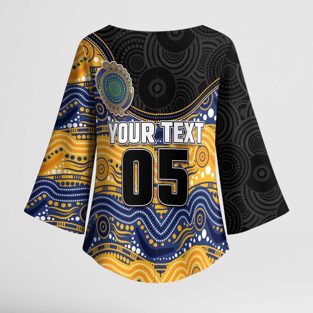 Custom Eels Kimono Sleeve Blouse Eel Mascot With Aboriginal Indigenous