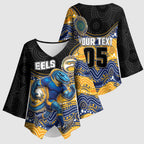 Custom Eels Kimono Sleeve Blouse Eel Mascot With Aboriginal Indigenous
