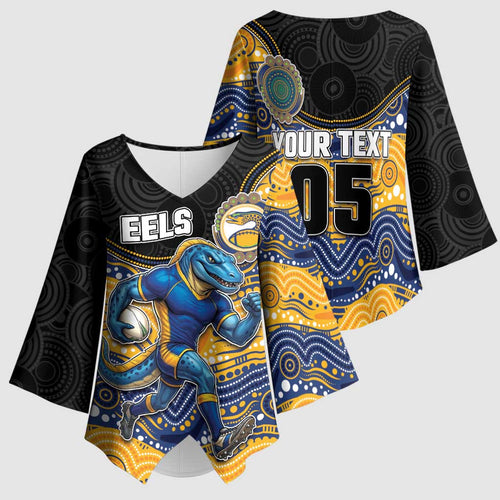 Custom Eels Kimono Sleeve Blouse Eel Mascot With Aboriginal Indigenous