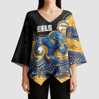 Custom Eels Kimono Sleeve Blouse Eel Mascot With Aboriginal Indigenous