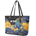 Custom Eels Leather Tote Bag Eel Mascot With Aboriginal Indigenous