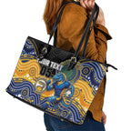 Custom Eels Leather Tote Bag Eel Mascot With Aboriginal Indigenous
