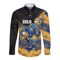 Custom Eels Long Sleeve Button Shirt Eel Mascot With Aboriginal Indigenous