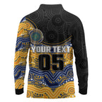 Custom Eels Long Sleeve Polo Shirt Eel Mascot With Aboriginal Indigenous