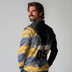 Custom Eels Long Sleeve Polo Shirt Eel Mascot With Aboriginal Indigenous