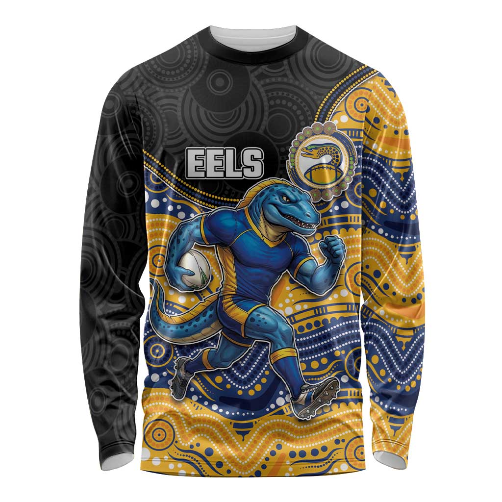 Custom Eels Long Sleeve Shirt Eel Mascot With Aboriginal Indigenous