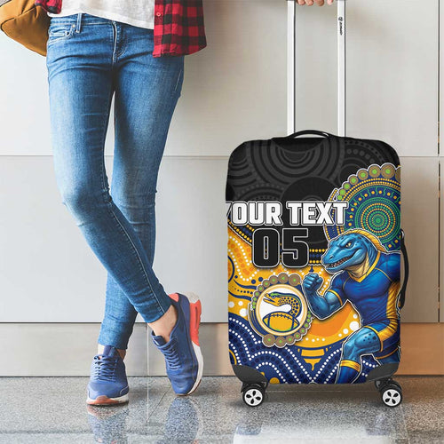 Custom Eels Luggage Cover Eel Mascot With Aboriginal Indigenous
