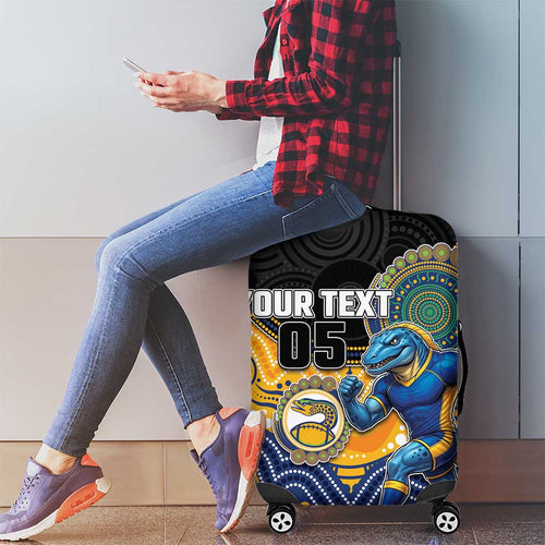 Custom Eels Luggage Cover Eel Mascot With Aboriginal Indigenous