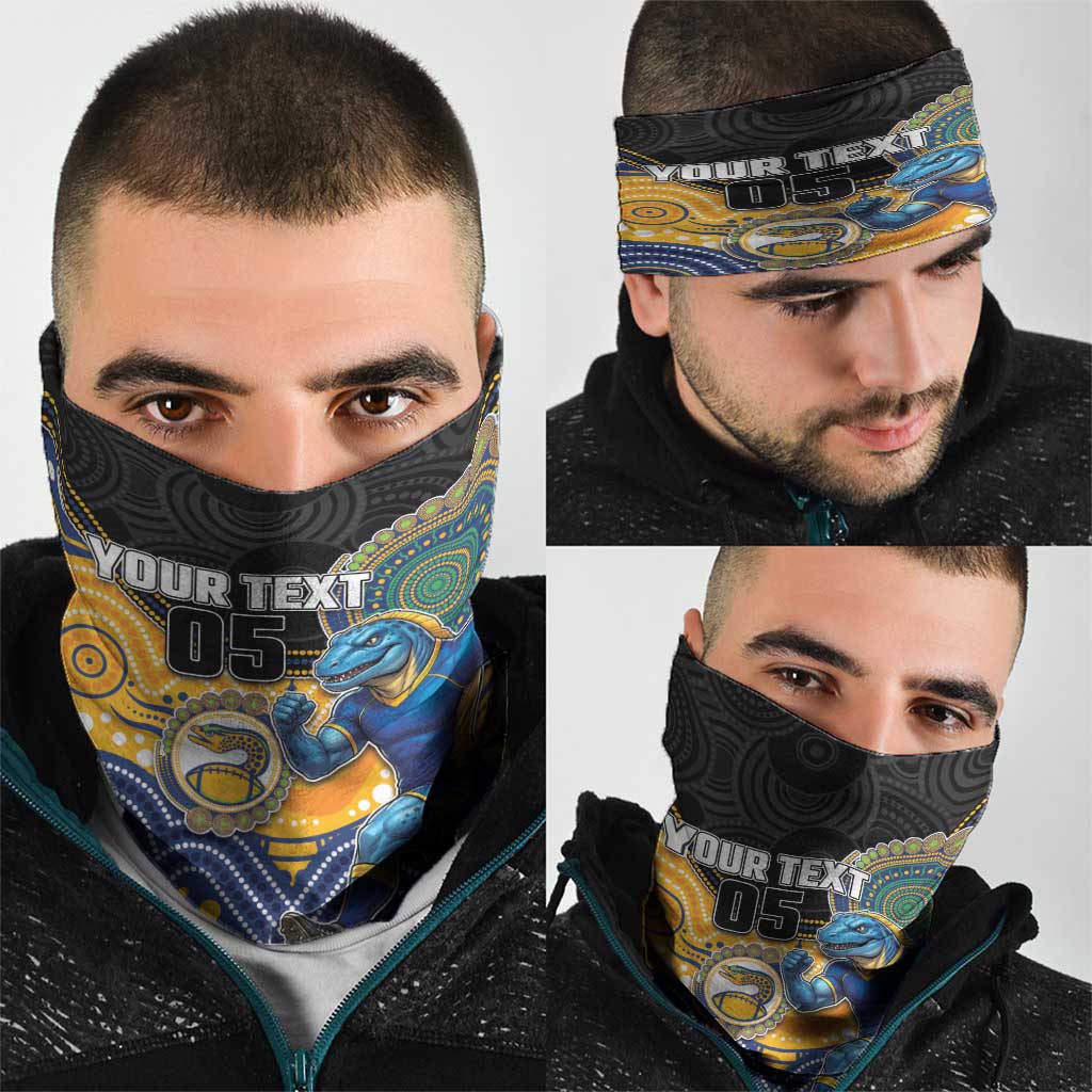 Custom Eels Neck Gaiter Eel Mascot With Aboriginal Indigenous