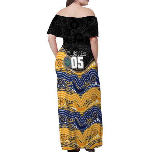Custom Eels Off Shoulder Maxi Dress Eel Mascot With Aboriginal Indigenous