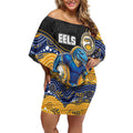 Custom Eels Off Shoulder Short Dress Eel Mascot With Aboriginal Indigenous