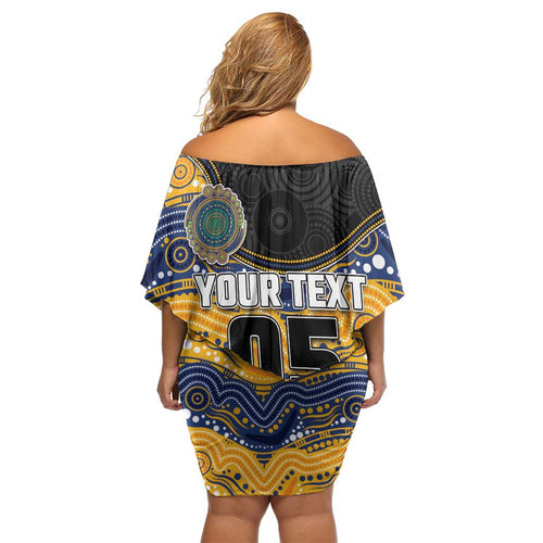 Custom Eels Off Shoulder Short Dress Eel Mascot With Aboriginal Indigenous