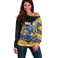 Custom Eels Off Shoulder Sweater Eel Mascot With Aboriginal Indigenous