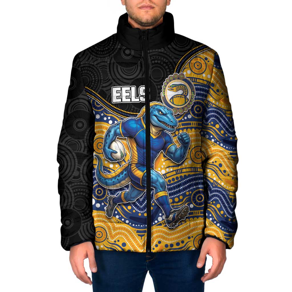 Custom Eels Padded Jacket Eel Mascot With Aboriginal Indigenous